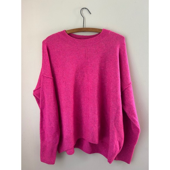 Vince Camuto Pink Sweater Large Crewneck Pullover Knit Oversized Barbie Cozy - Picture 1 of 4